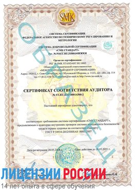 Образец сертификата соответствия аудитора №ST.RU.EXP.00014300-2 Еманжелинск Сертификат OHSAS 18001